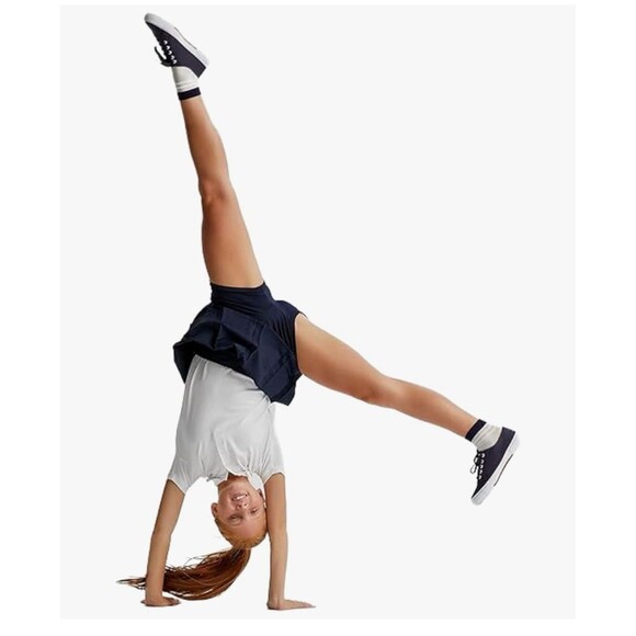 Girls' Adjustable Waist Pleated-Front skirt Two-Tab Scooter navy blue size 16 - Picture 5 of 16